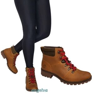 NWB Timberland Ellendale mid leather lace up hiker boots wheat full grain brown